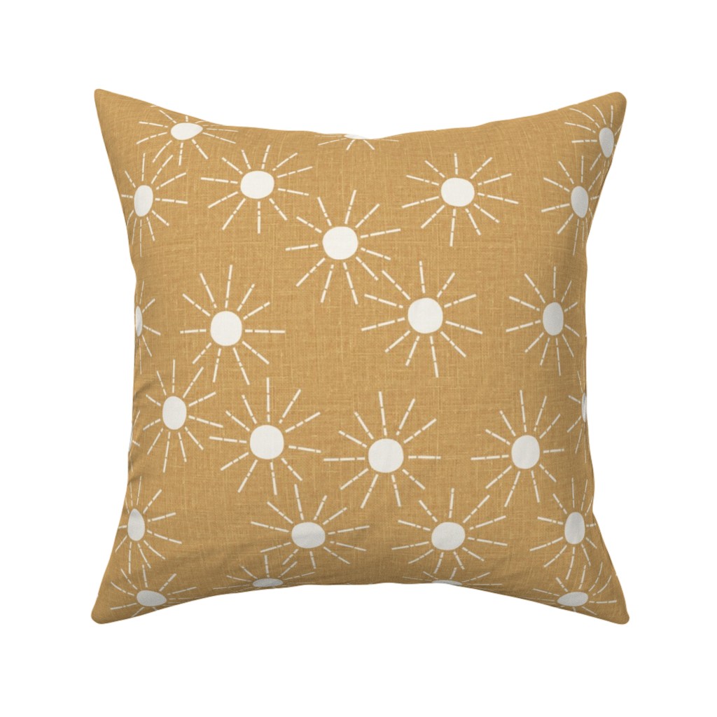 Summer Sunshine - Mustard Yellow Pillow, Woven, White, 16x16, Double Sided, Yellow, Classic Yellow
