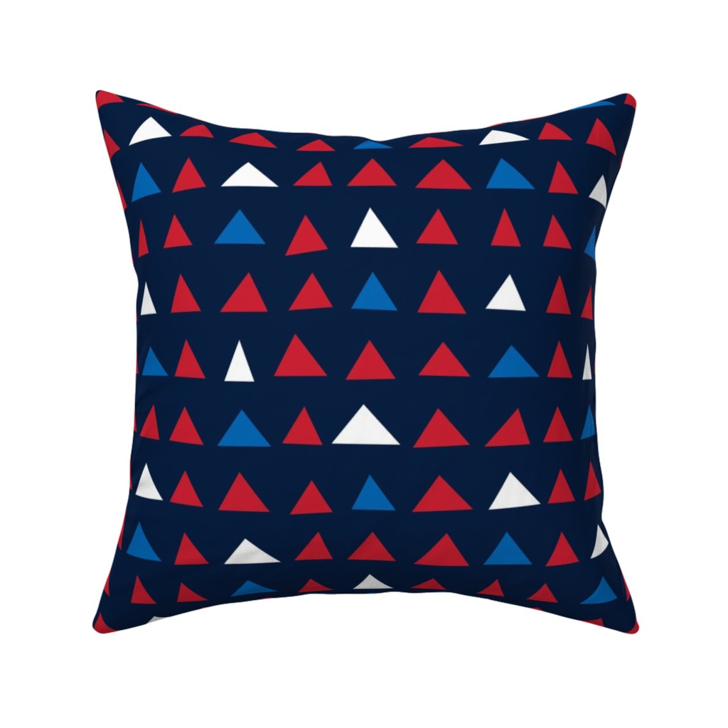 Triangles - Red White and Blue Pillow, Woven, White, 16x16, Double Sided, Blue