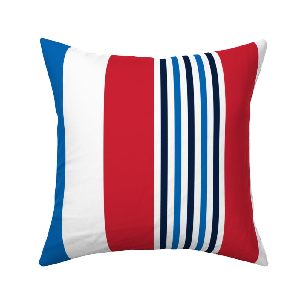 Vertical Stripes - Red White and Blue Pillow, Woven, White, 16x16, Double Sided, Multicolor