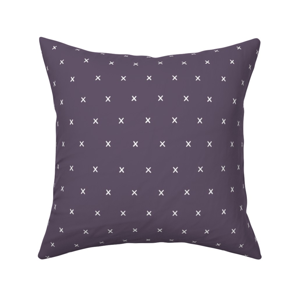 Criss Crosses on Purple Pillow, Woven, White, 16x16, Double Sided, Purple