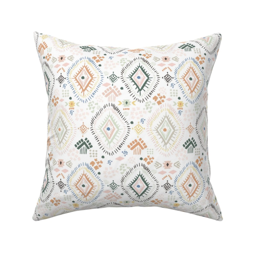 Modern Aztec - Multi Pillow, Woven, White, 16x16, Double Sided, Multicolor