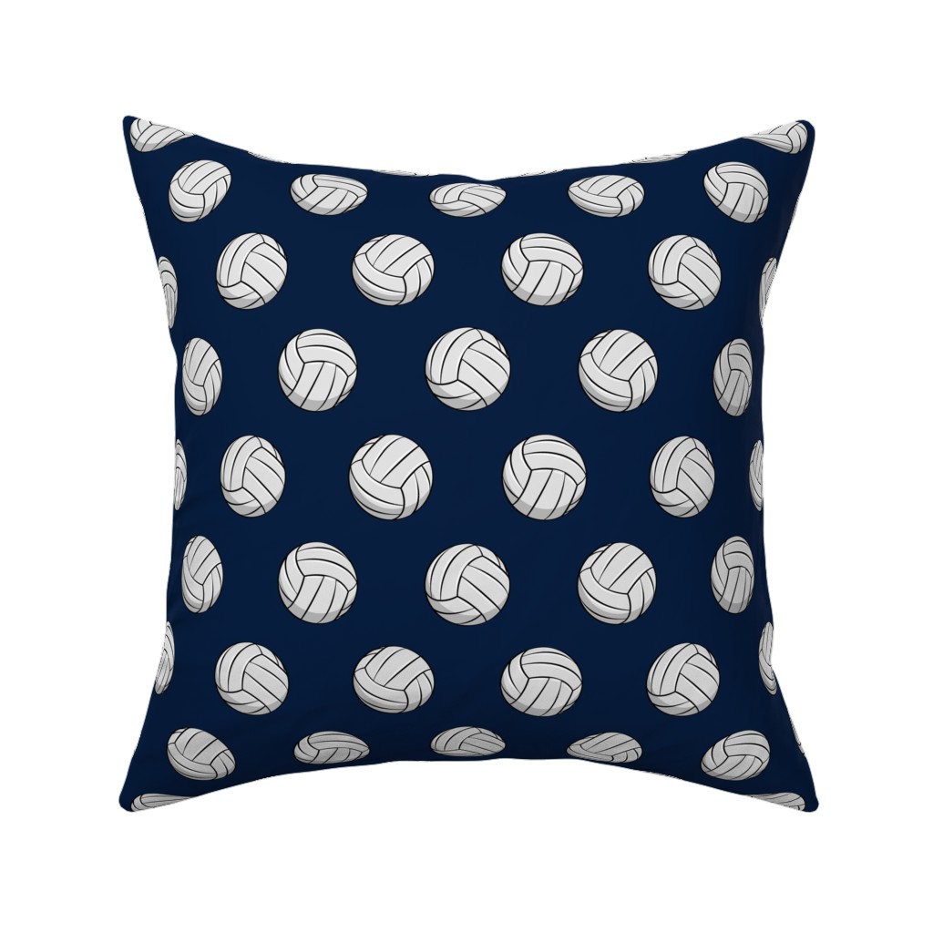 Volleyball - Blue Pillow, Woven, White, 16x16, Double Sided, Blue