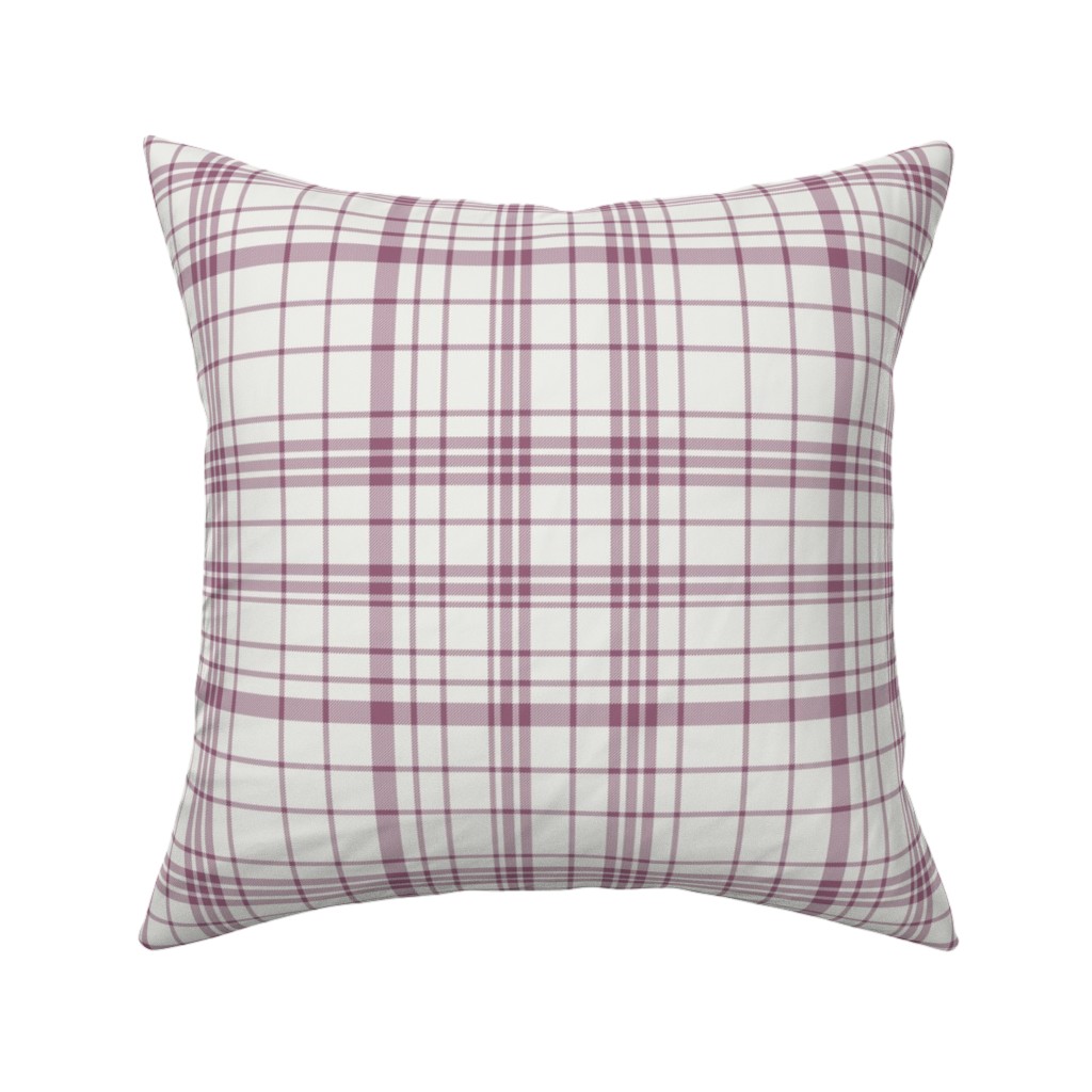 Tartan Check Pillow, Woven, White, 16x16, Double Sided, Purple, Pomegranate
