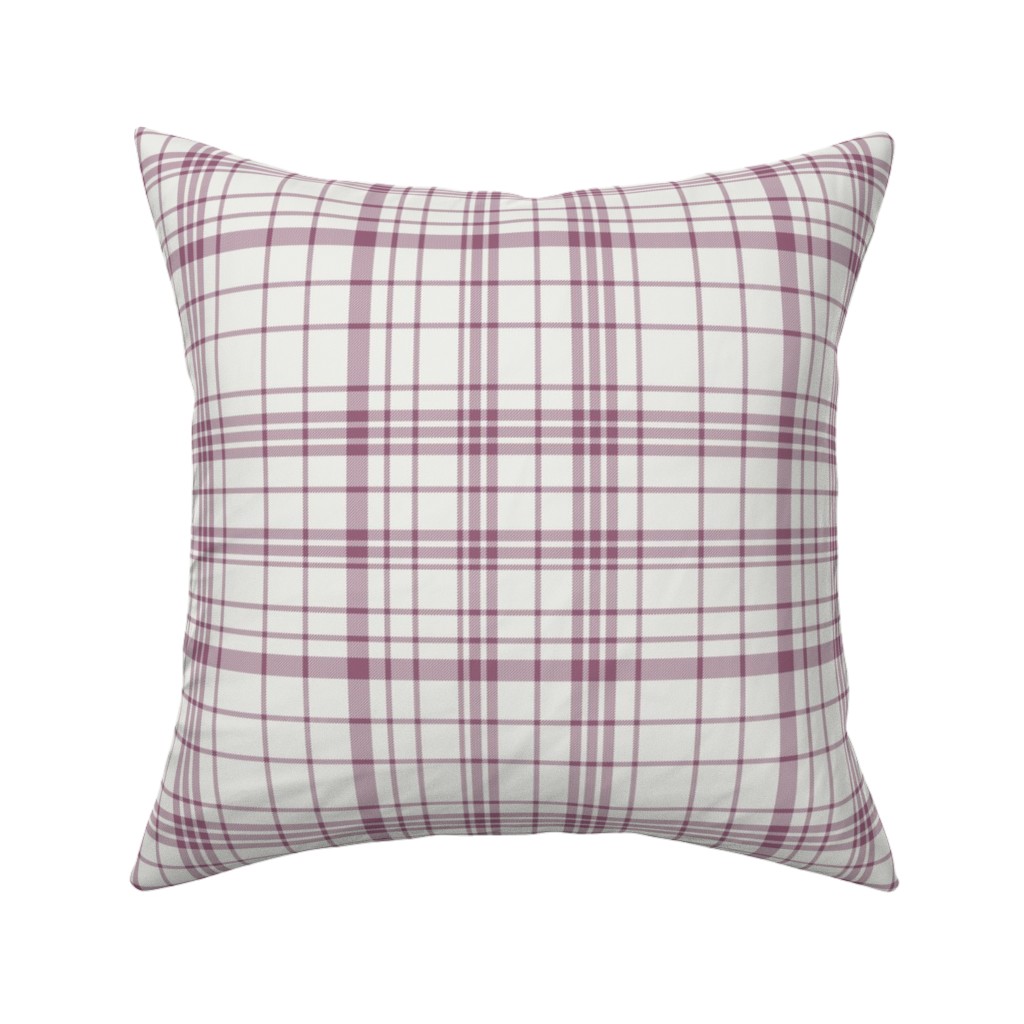 Tartan Check Pillow, Woven, White, 16x16, Double Sided, Purple