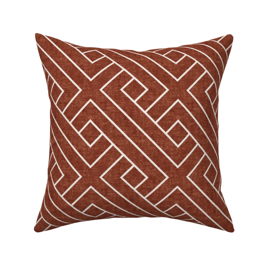 Cadence Geometric Weave - Rust Pillow, Woven, White, 16x16, Double Sided, Red, Red