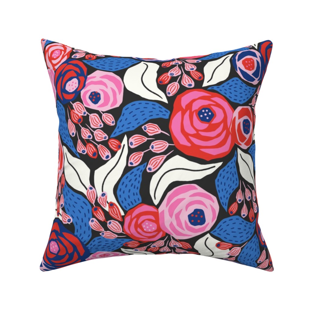 Papercut Roses Pillow, Woven, White, 16x16, Double Sided, Multicolor