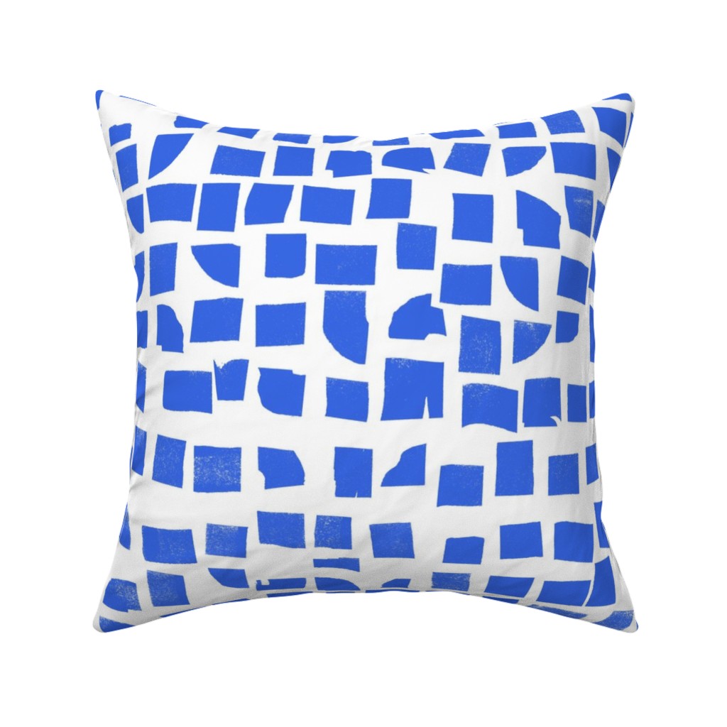Blue Check Pillow, Woven, White, 16x16, Double Sided, Blue