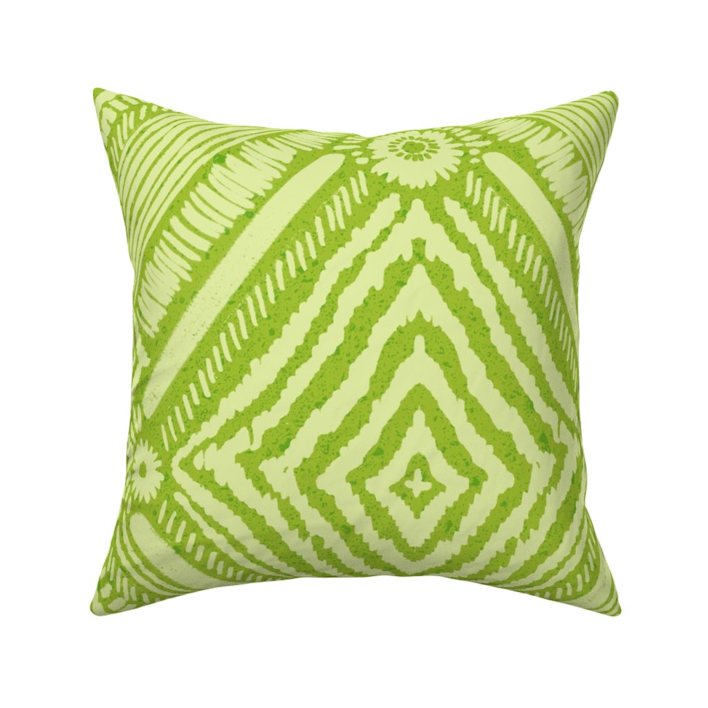 Textural Diamonds - Green Pillow, Woven, White, 16x16, Double Sided, Green