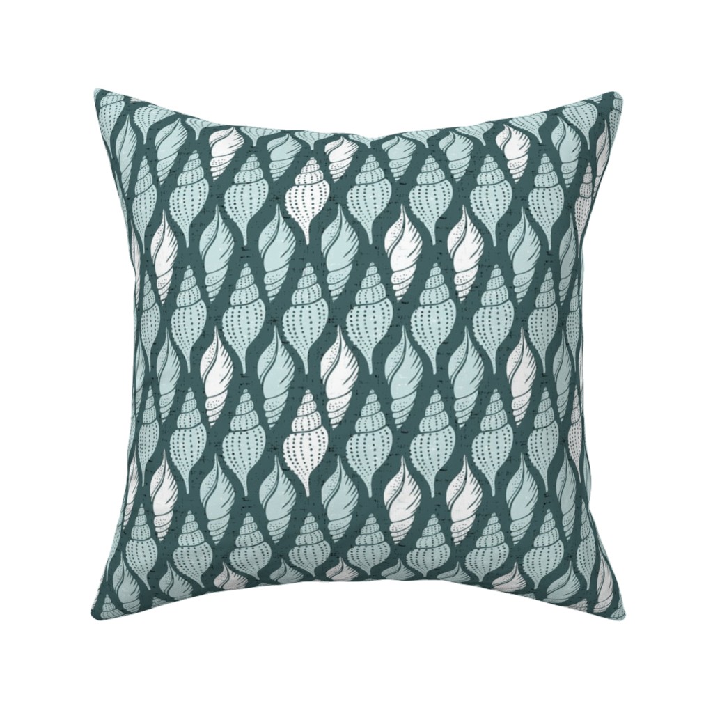 Beachcomber Summer - Mint Pillow, Woven, White, 16x16, Double Sided, Blue, True Blue