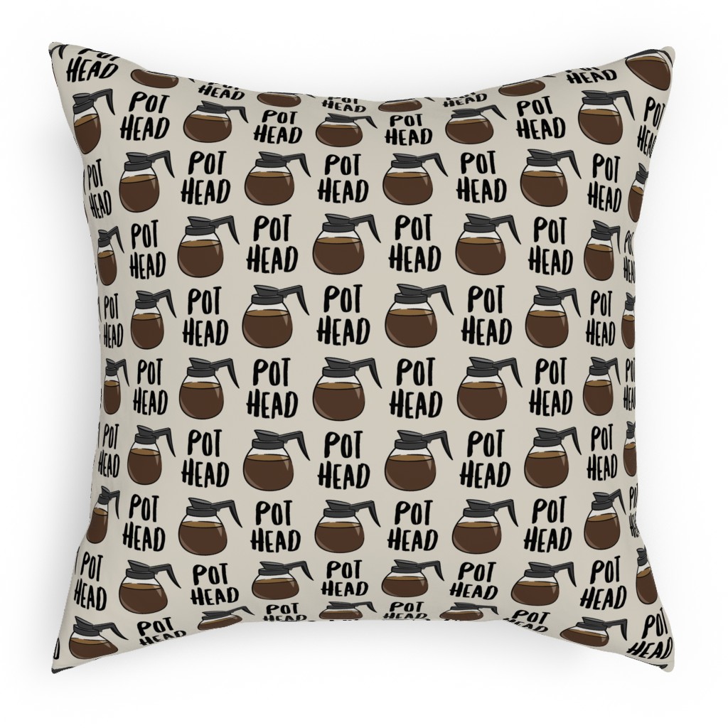 Coffee Pots - Beige Pillow, Woven, White, 18x18, Double Sided, Brown, Brown