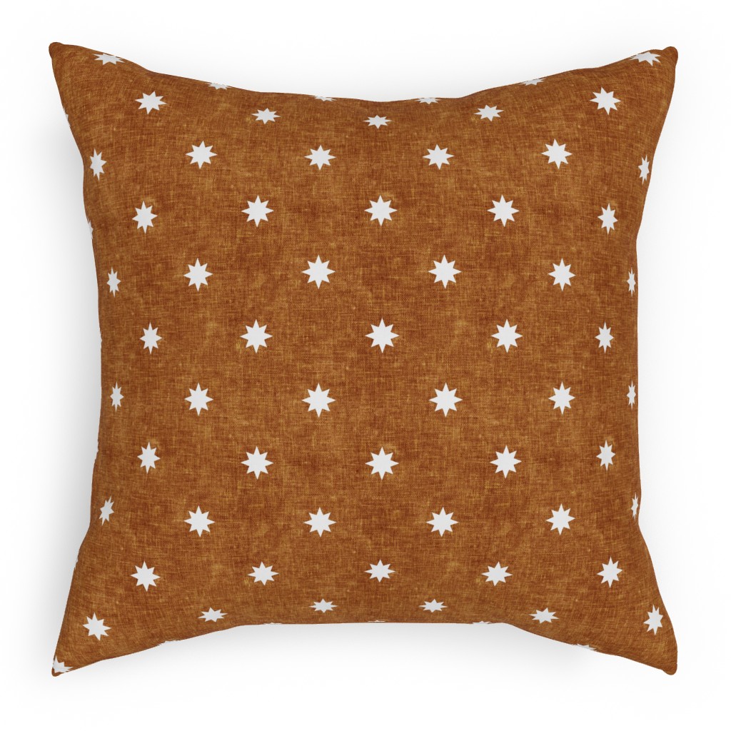 Vintage Stars Pillow, Woven, White, 18x18, Double Sided, Orange, Toast