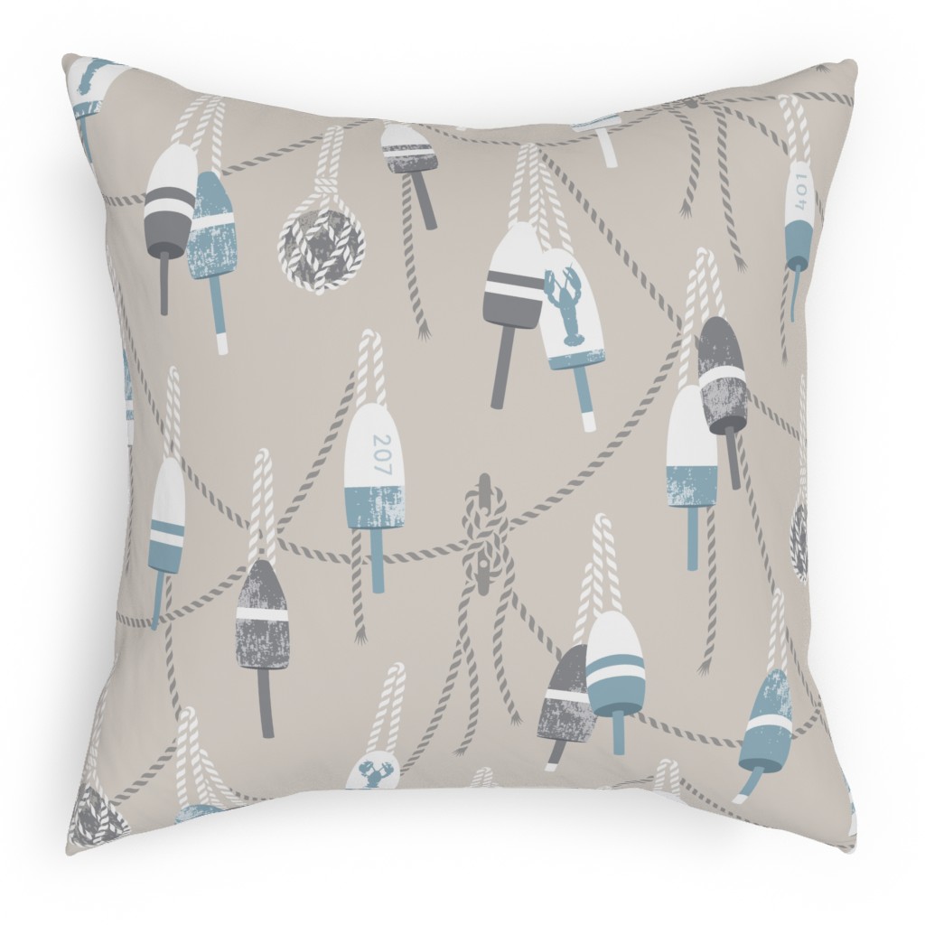 Lobster Buoy - Beige Pillow, Woven, White, 18x18, Double Sided, Beige, Pearl