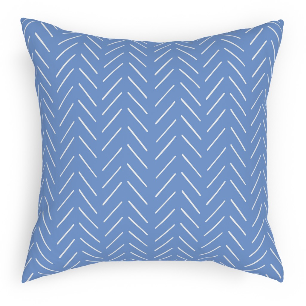 Tracks - White on Blue Pillow, Woven, White, 18x18, Double Sided, Blue