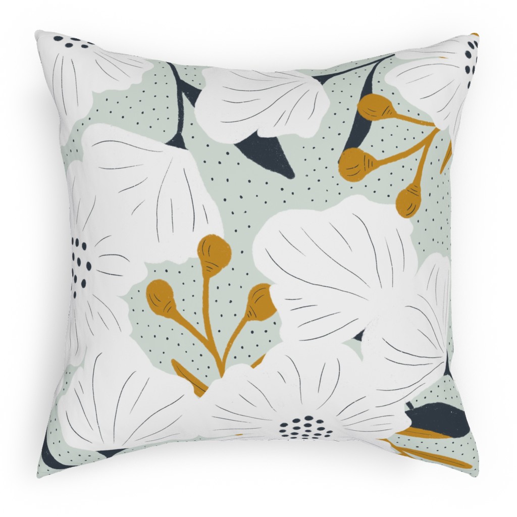 Beulah - Pale Blue Pillow, Woven, White, 18x18, Double Sided, Blue