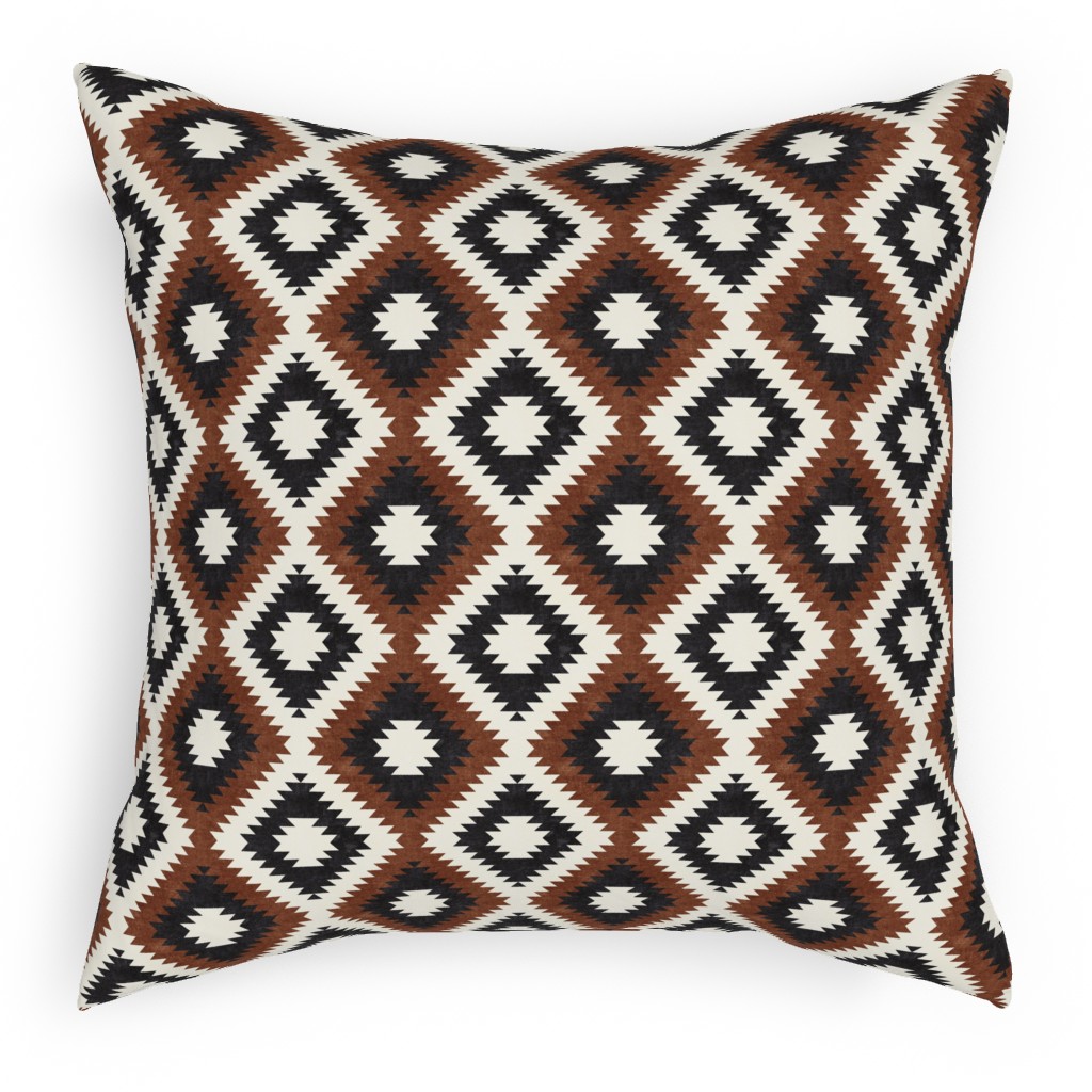 Aztec - Neutrals Pillow, Woven, White, 18x18, Double Sided, Brown
