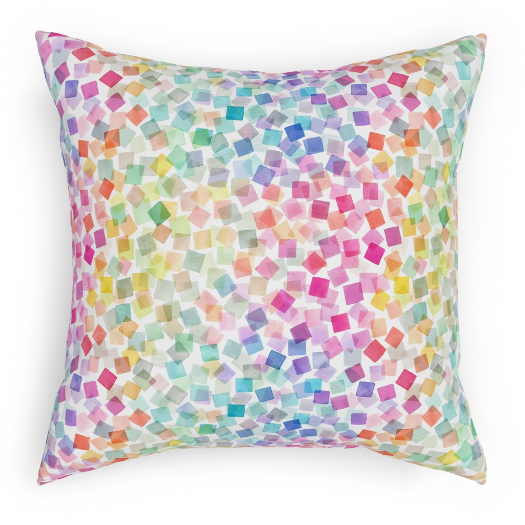Confetti Party - Multi Pillow, Woven, White, 18x18, Double Sided, Multicolor
