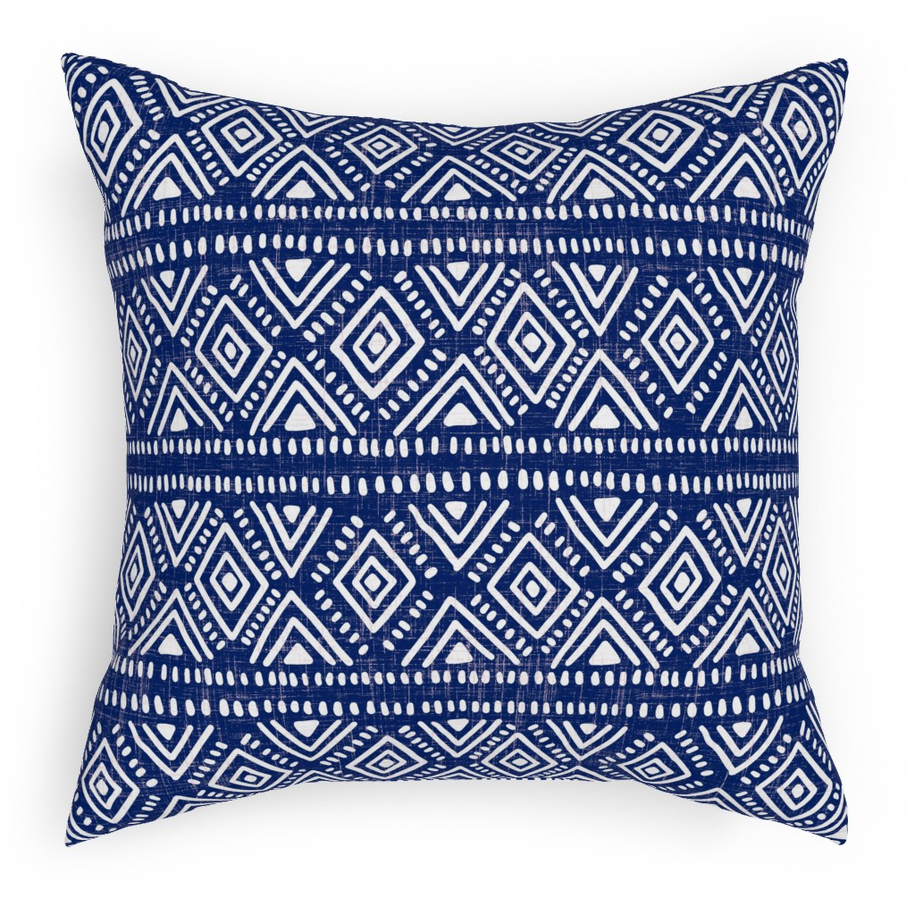 Abstract Diamonds - Navy Pillow, Woven, White, 18x18, Double Sided, Blue, True Blue