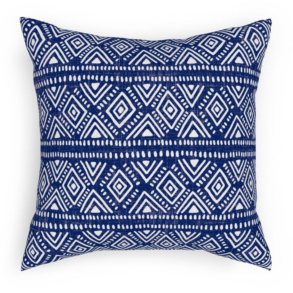 Abstract Diamonds - Navy Pillow, Woven, White, 18x18, Double Sided, Blue