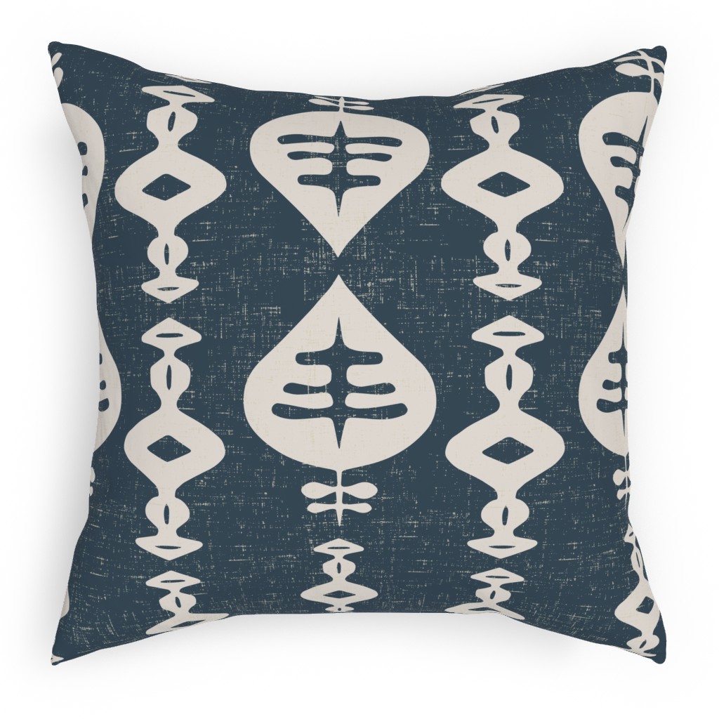 Maya - Navy Pillow, Woven, White, 18x18, Double Sided, Blue, True Blue