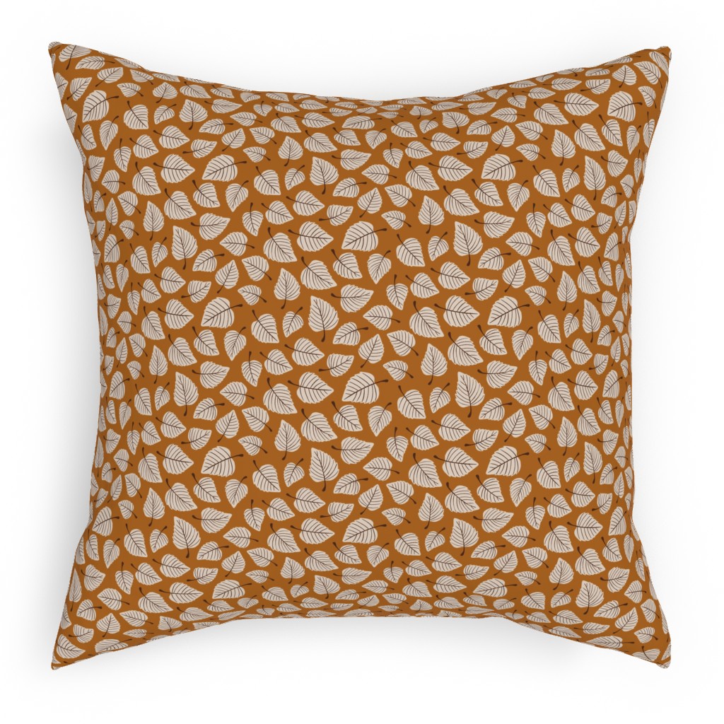 Falling Leaves - Terracotta Pillow, Woven, White, 18x18, Double Sided, Orange