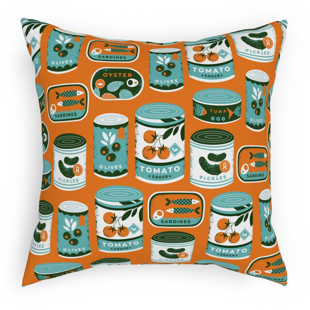 Canned Goods Pillow, Woven, White, 18x18, Double Sided, Orange