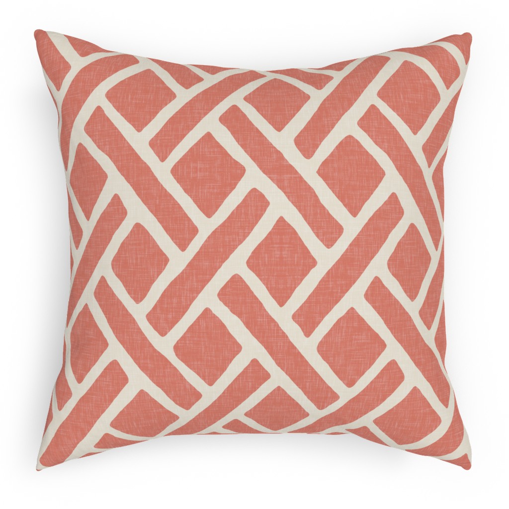 Savannah Trellis Pillow, Woven, White, 18x18, Double Sided, Pink, Pueblo