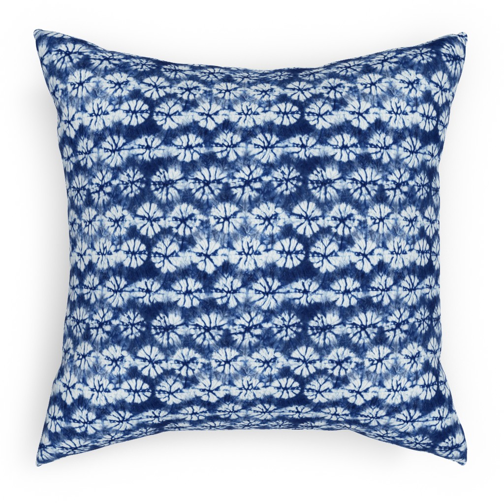 Shibori Pine - Blue Pillow, Woven, White, 18x18, Double Sided, Blue