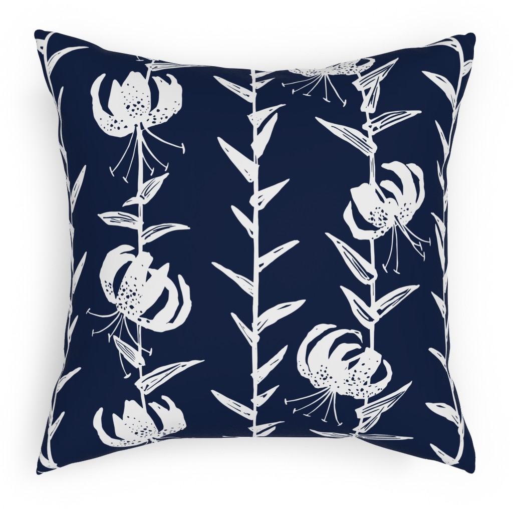 Lily Stripe - Blue Pillow, Woven, White, 18x18, Double Sided, Blue, True Blue