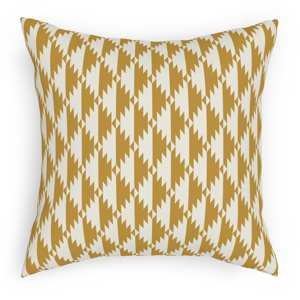 Tribal - Gold Pillow, Woven, White, 18x18, Double Sided, Yellow, Classic Yellow