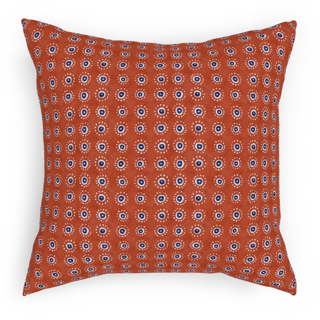 Batik Suns Pillow, Woven, White, 18x18, Double Sided, Orange, Fawn