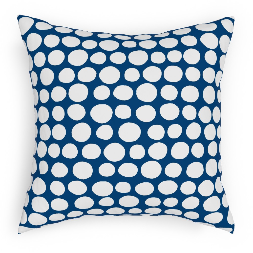Jumbo Peas - Deep Blue and White Pillow, Woven, White, 18x18, Double Sided, Blue