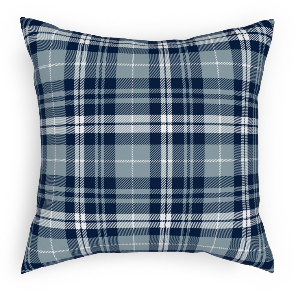 Fall Plaid Pillow, Woven, White, 18x18, Double Sided, Blue, blue