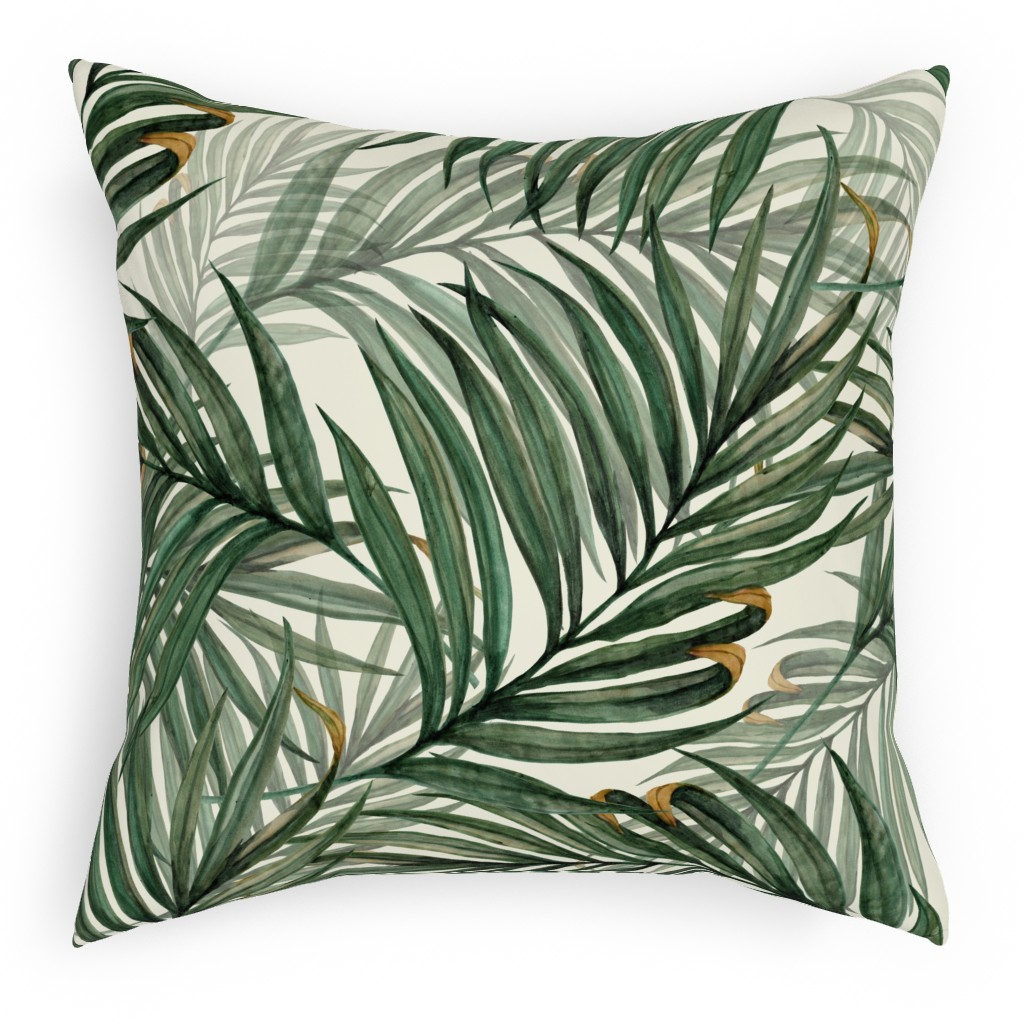 Palm Leaves King Pineapple Pillow, Woven, White, 18x18, Double Sided, Green, Classic Green