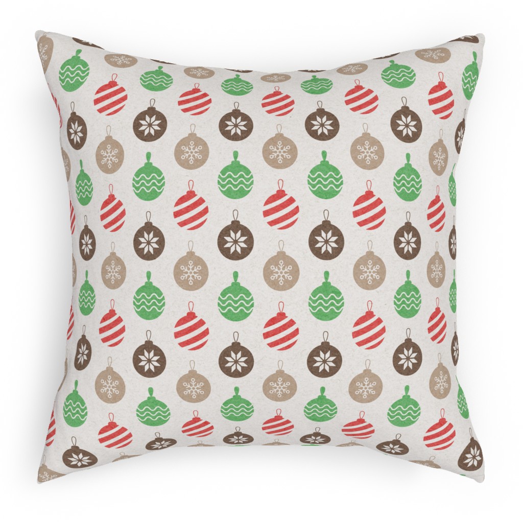 Christmas Ornaments Pillow, Woven, White, 18x18, Double Sided, Multicolor