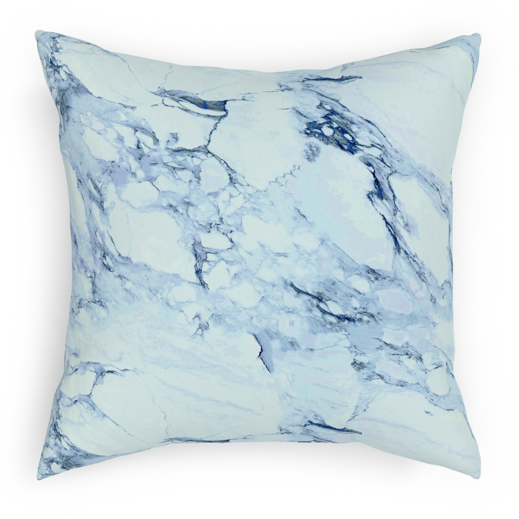Marble - Blue Pillow, Woven, White, 18x18, Double Sided, Blue