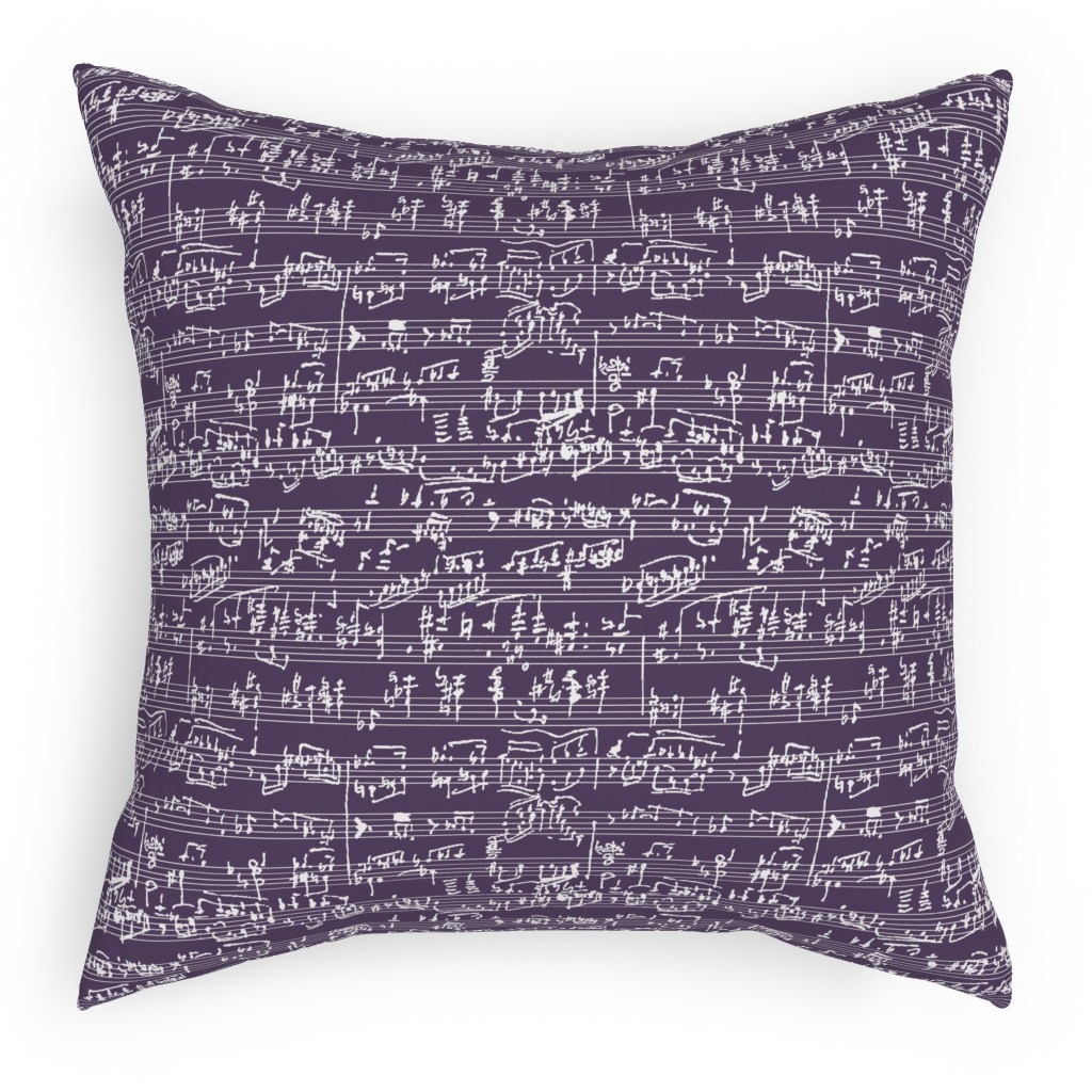 Handwritten Sheet Music Pillow, Woven, White, 18x18, Double Sided, Purple