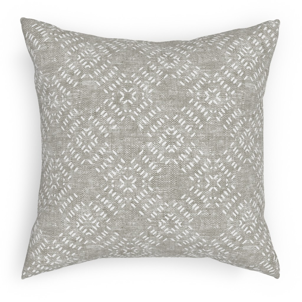 Modern Farmhouse Tile - Neutral Pillow, Woven, White, 18x18, Double Sided, Gray