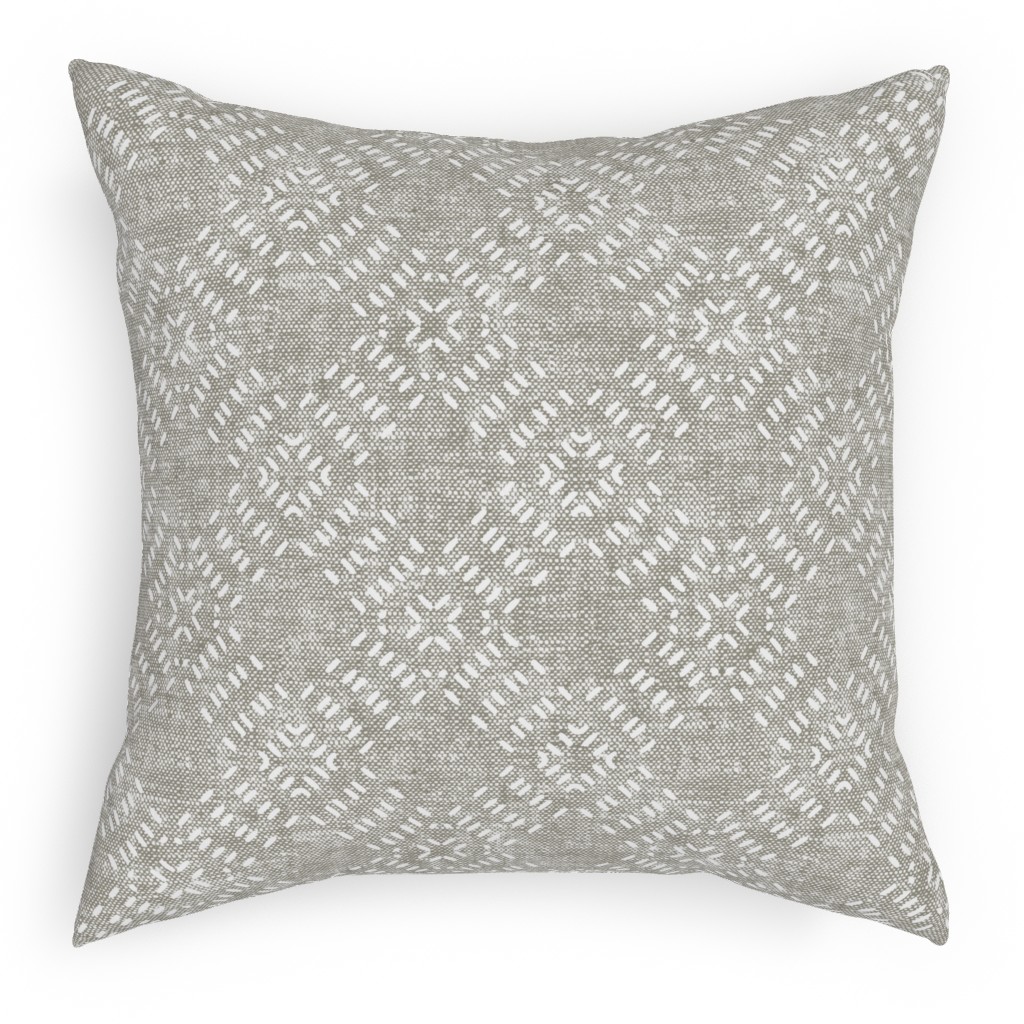 Modern Farmhouse Tile - Neutral Pillow, Woven, White, 18x18, Double Sided, Gray, Gray