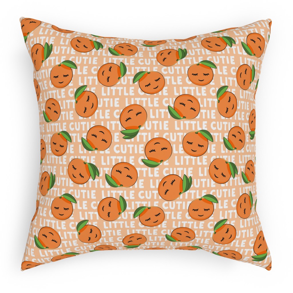 Little Cutie - Happy Oranges - Orange Pillow, Woven, White, 18x18, Double Sided, Orange, Orange
