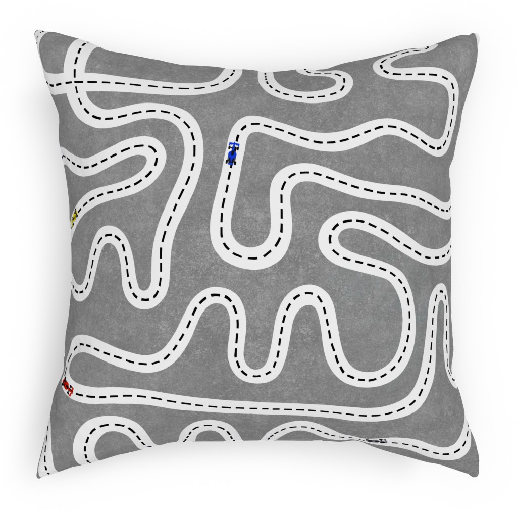 Speed Racers Pillow, Woven, White, 18x18, Double Sided, Gray, Cement
