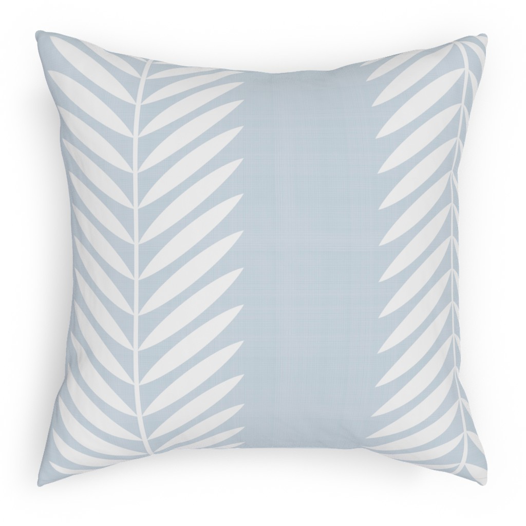 Laurel Leaf Stripe - Light Blue Pillow, Woven, White, 18x18, Double Sided, Blue