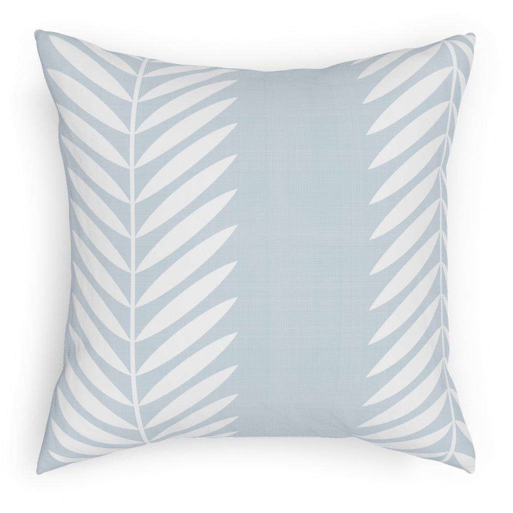 Laurel Leaf Stripe - Light Blue Pillow, Woven, White, 18x18, Double Sided, Blue, True Blue
