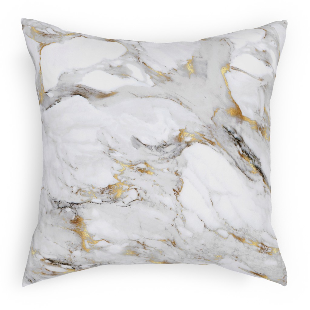 Gilded Marble - Gray Pillow, Woven, White, 18x18, Double Sided, Gray