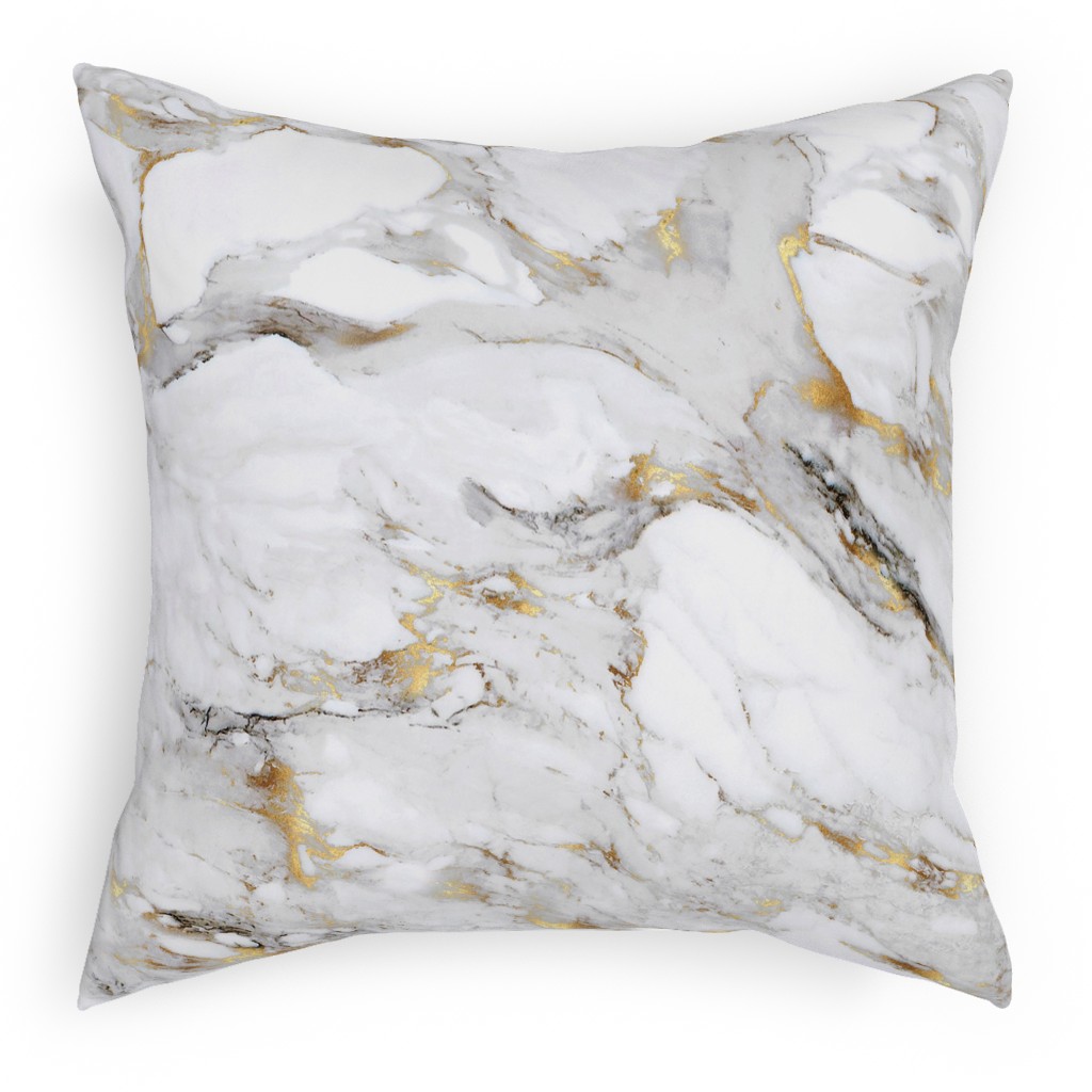 Gilded Marble - Gray Pillow, Woven, White, 18x18, Double Sided, Gray, Gray