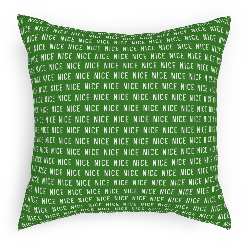 Nice - Green Pillow, Woven, White, 18x18, Double Sided, Green