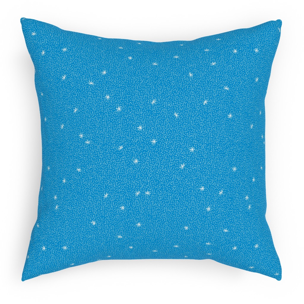 Holiday Hygge Snowflakes Pillow, Woven, White, 18x18, Double Sided, Blue, True Blue