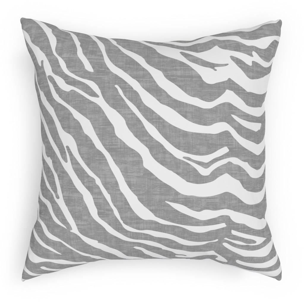 Zebra Texture - Gray Pillow, Woven, White, 18x18, Double Sided, Gray, Gray