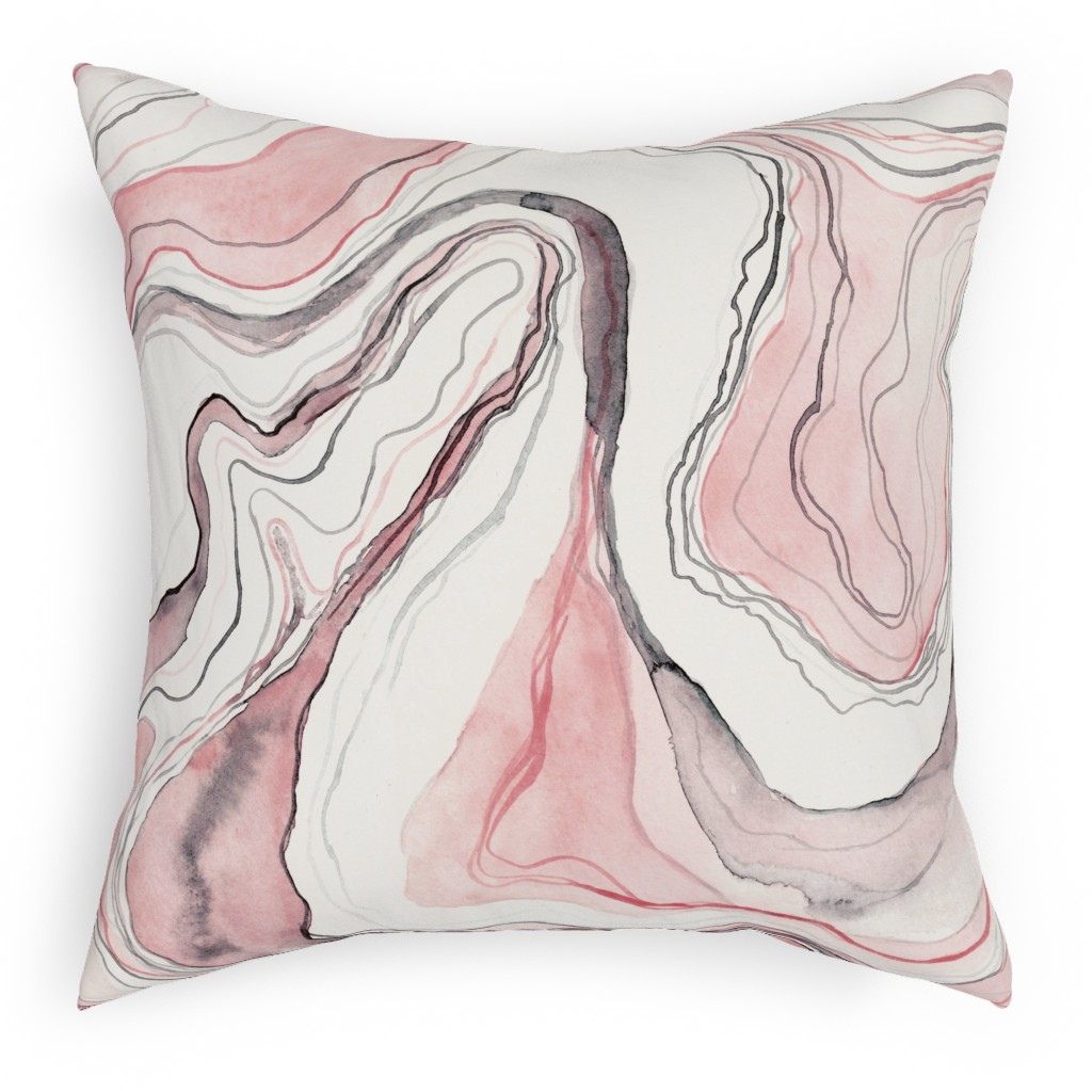 Marbled Watercolor Stone - Pink Pillow, Woven, White, 18x18, Double Sided, Pink, Bright Pink