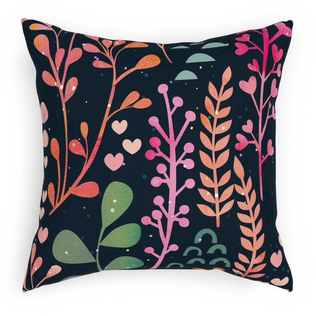 Where Love Grows - Dark Pillow, Woven, White, 18x18, Double Sided, Multicolor