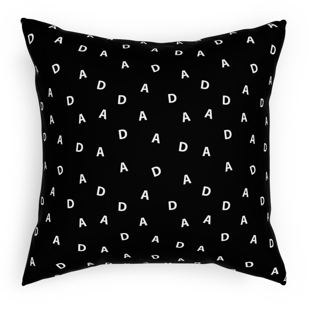 Sweet Dad Typography - Black and White Pillow, Woven, White, 18x18, Double Sided, Black